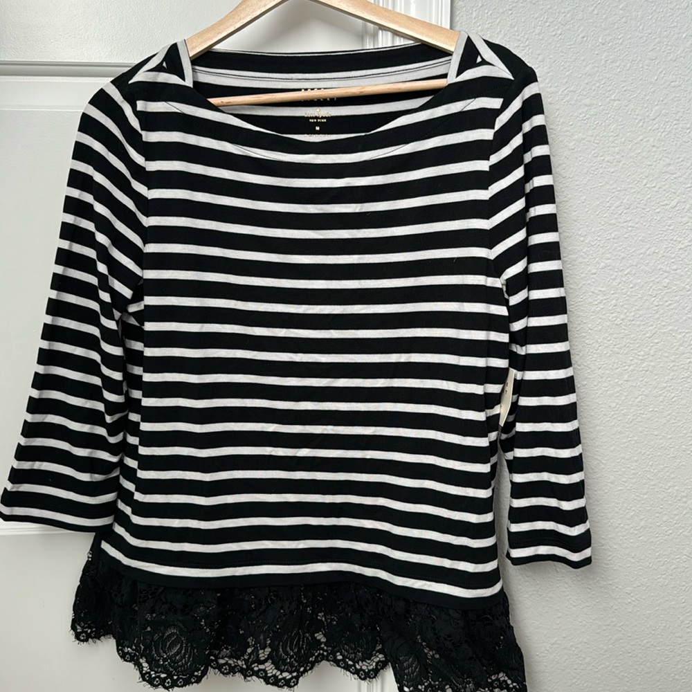 NWT Kate Spade boatneck shirt with lace bottom